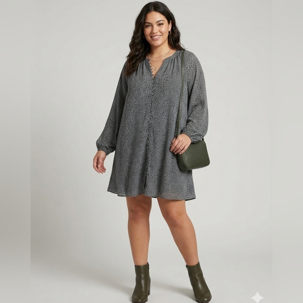 Joie Elegant Green‎ Women's Dress XXL Plus Size Flowy Spring Pullover Cottage